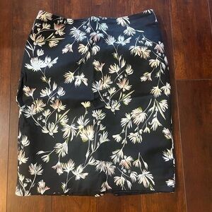 Ann Taylor Black Floral Pencil Skirt